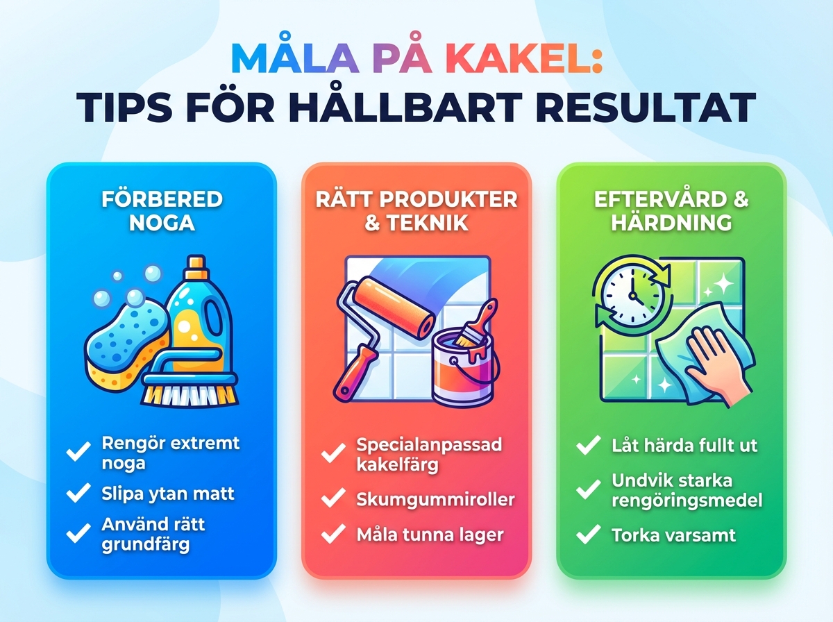 Infographie cheat sheet : Måla på kakel: tipsen som ger ett hållbart resultat
