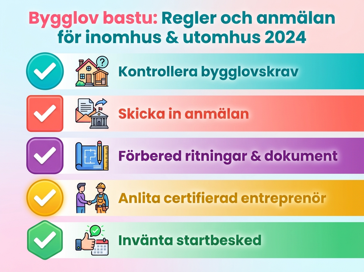 Infographie checklist : Bygglov bastu: Regler och anmälan för inomhus & utomhus 2024