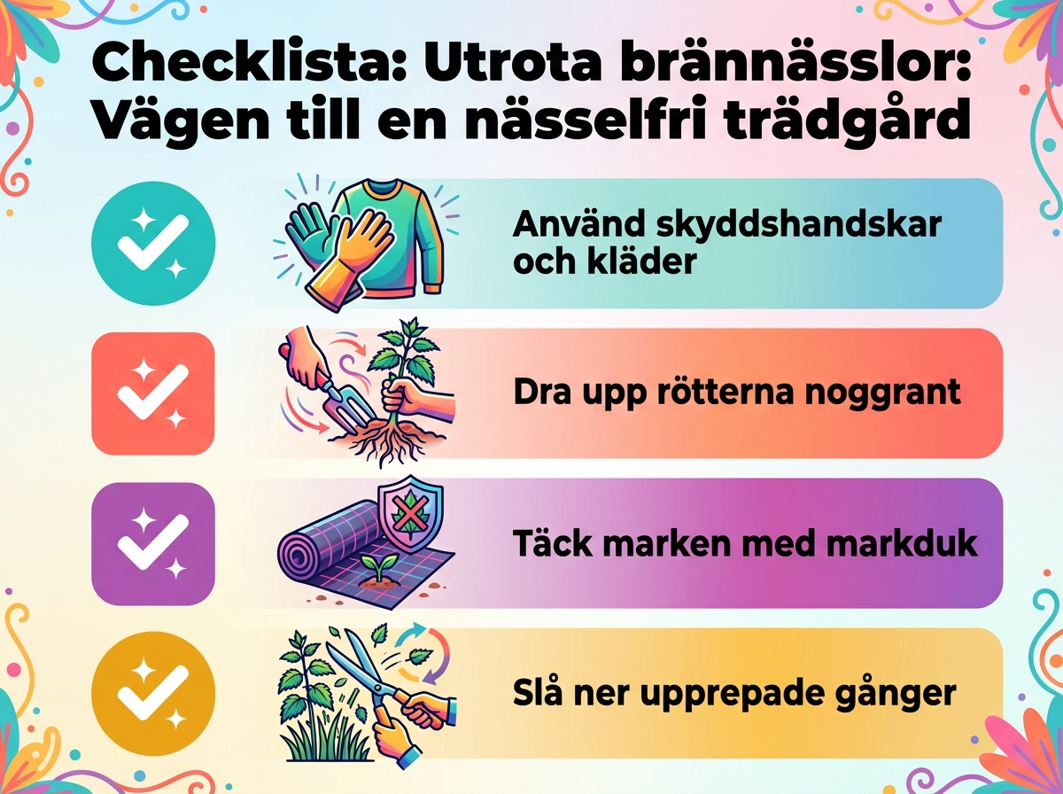 Infographie checklist : Utrota brännässlor: metoder för en nässelfri trädgård